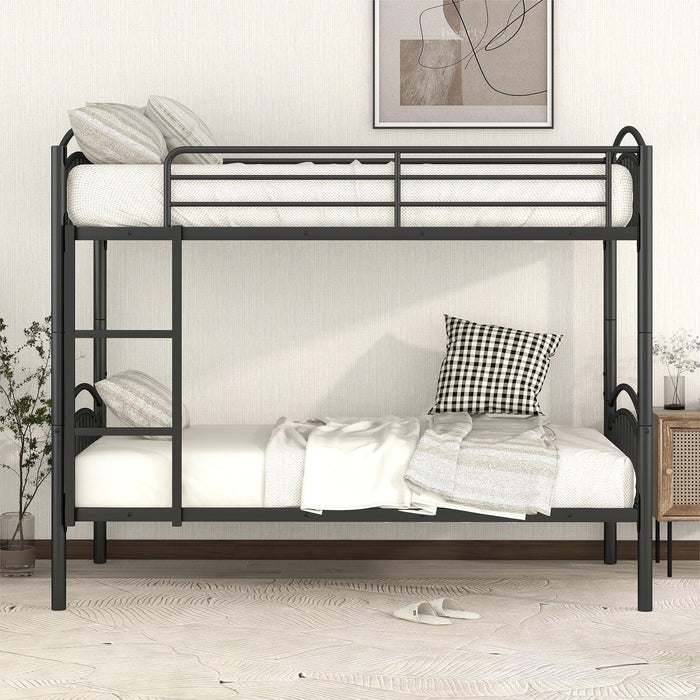 Twin Over Twin Bunk Bed, Divided Into Two Beds - Black