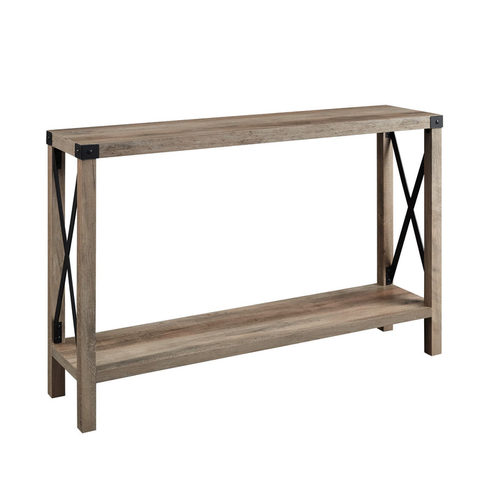 Farmhouse Metal X Table With Lower Shelf