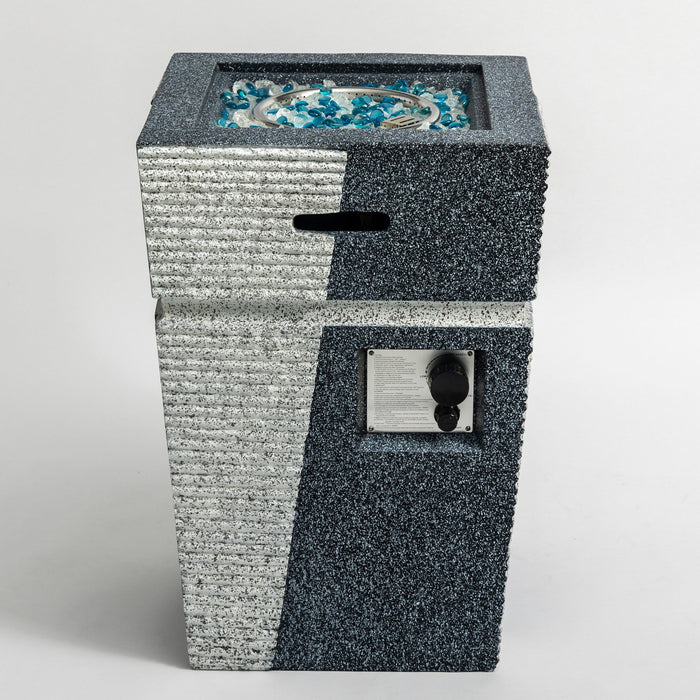 20" Propane Gas Fire Pit Table, 50000 Btu Square Concrete Fire Pit For Outside Patio Deck Garden Backyard - Light Gray Blue