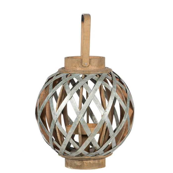 Decorative Lantern With Handle, Wooden Lantern For Indoor Outdoor, Home Garden, Wedding - Silver