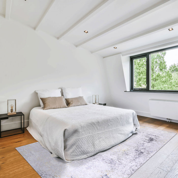 Maval - 8' X 10' Area Rug Washable - Gray / Gold