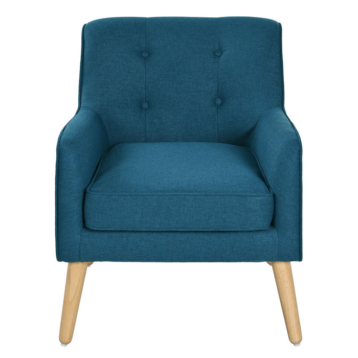 Modern Arm Chair With Tufted Back And Wooden Legs