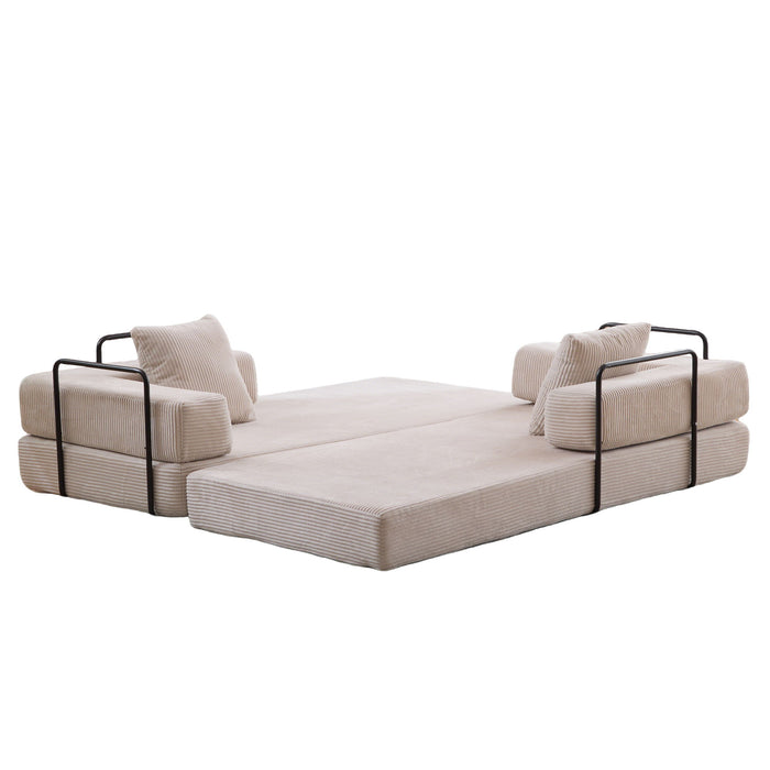 Floor Couch, Convertible Floor Sofa Bed With Pillow Back Support Armrest