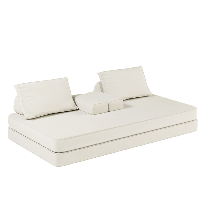 Multifunctional Convertible Sofa Bed With 2 Tumbler Backrests And 2 Pillows, Deep Seat Couch