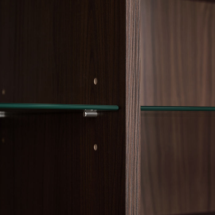 Modern Minimalist Style LED Curio Cabinet With Tempered Glass Door, Metal Legs