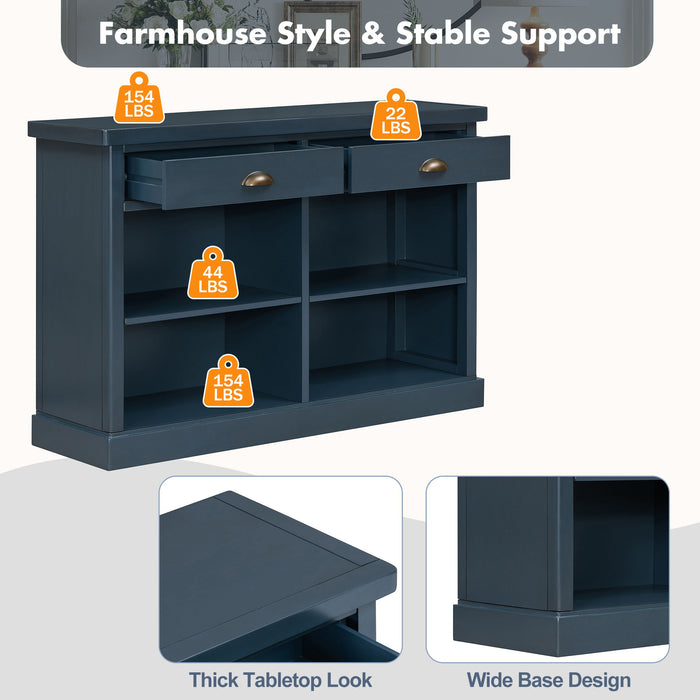 Console Table With 2 Drawers And Open Shelves