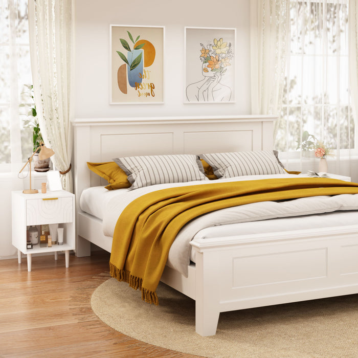 Nightstand With 1 Drawer And Open Shelf - White