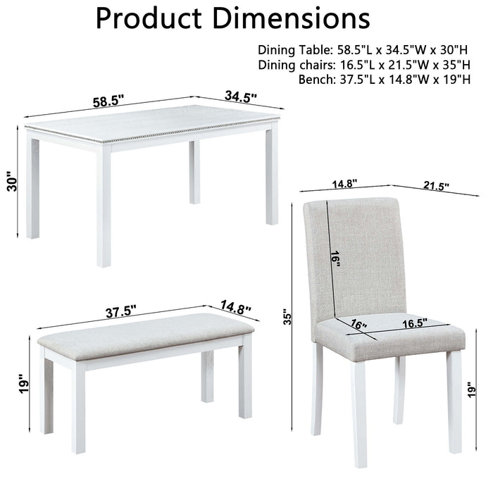 Dining Table Set With Crystal Decoration And Upholstered Chairs