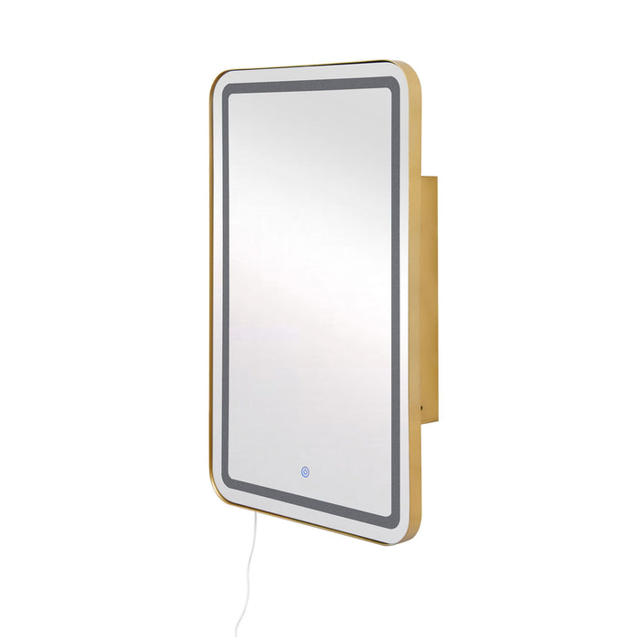 Rectangle Medicine Cabinet Mirror Bathroom Mirror With Storage Wall Mounted Medicine Mirror Cabinet With LED - Gold