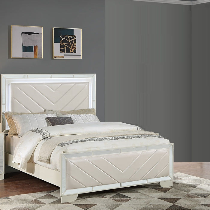 1 Piece Eastern King Size Upholstered Headboard And Footboard With Built In LED Lights