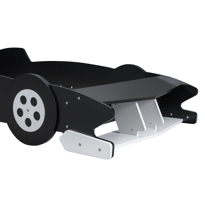 Race Car-Shaped Platform Bed With Wheels