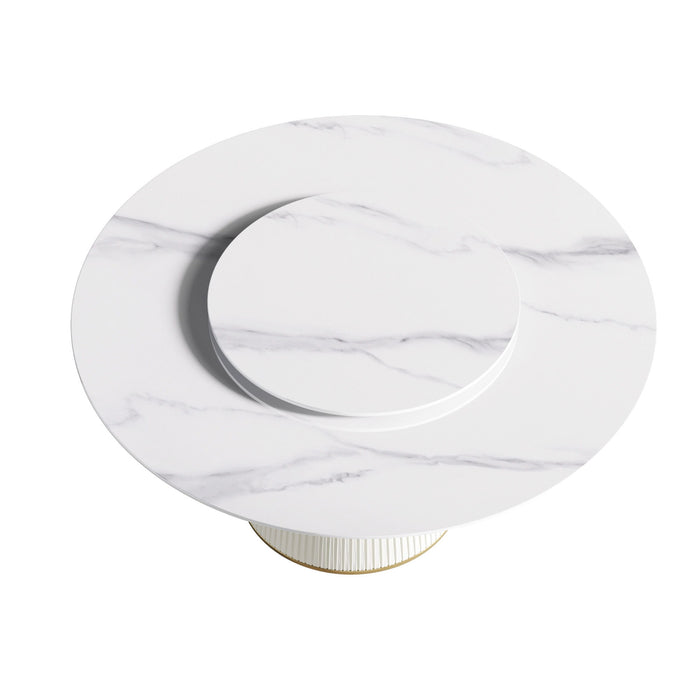 Modern, Round Black Carbon Steel Base Dining Table, Can Accommodate 6 People