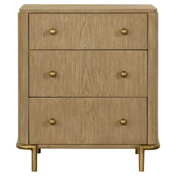 3 Drawer Nightstand With USB Ports - Brown
