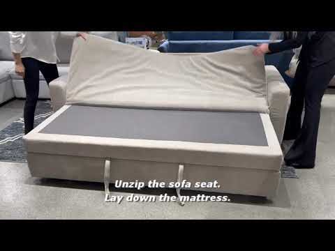 Leira - Sofa With Sleeper - Beige Linen