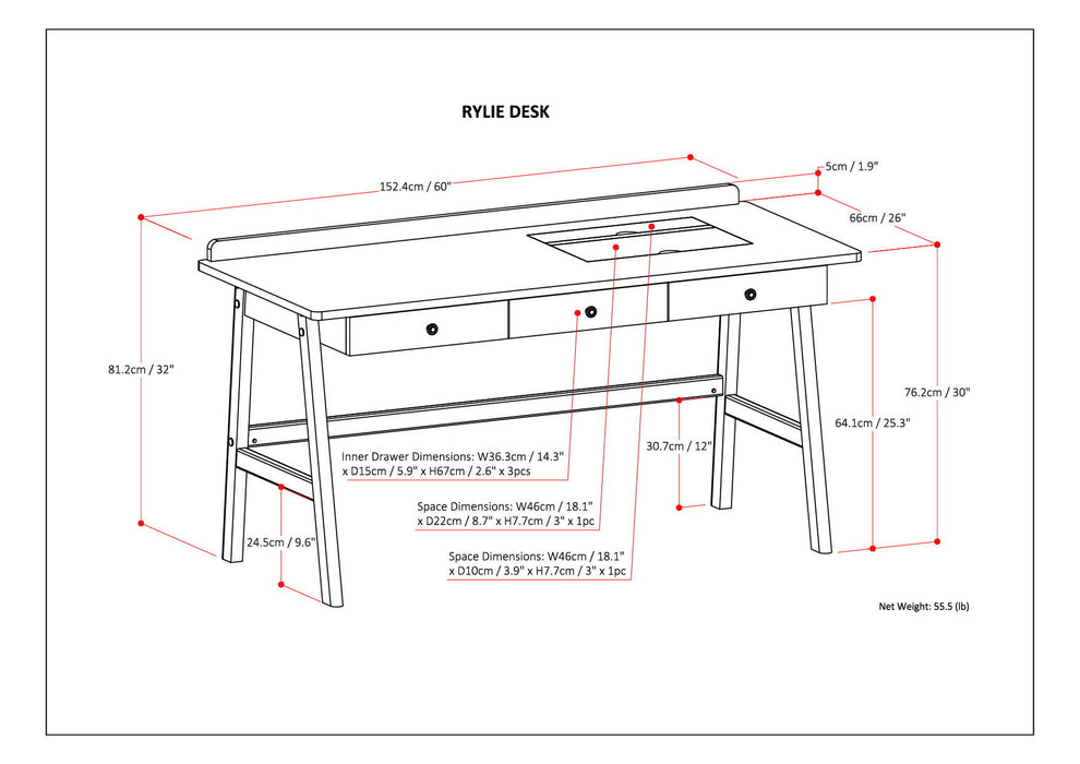 Rylie - Desk - Natural Aged Brown