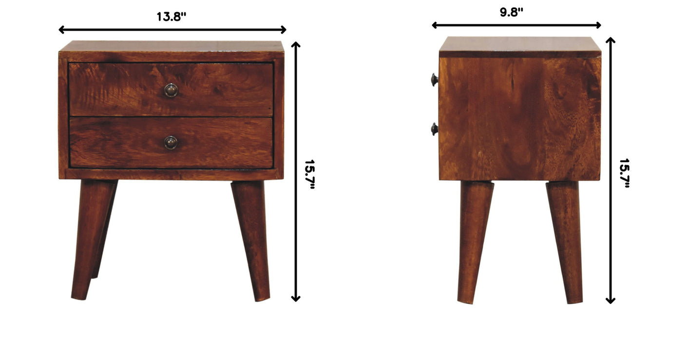 Mini Modern Bedside Table - Chestnut
