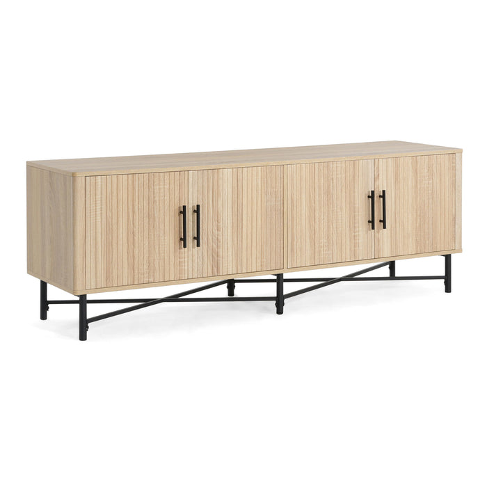 4 Door TV Cabinet, 2 Storage Spaces, Adjustable Shelves