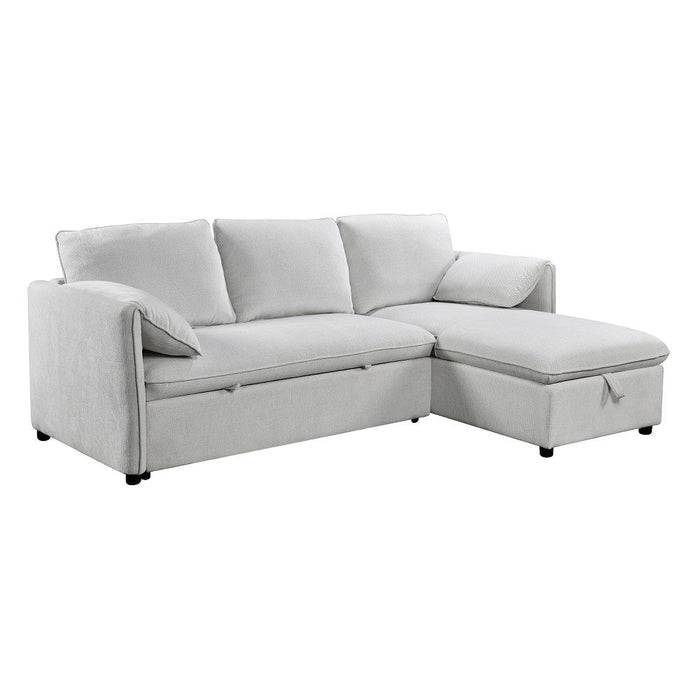 Yaroslav - Reversible Sectional Sofa With Sleeper & Storage - Cream Chenille
