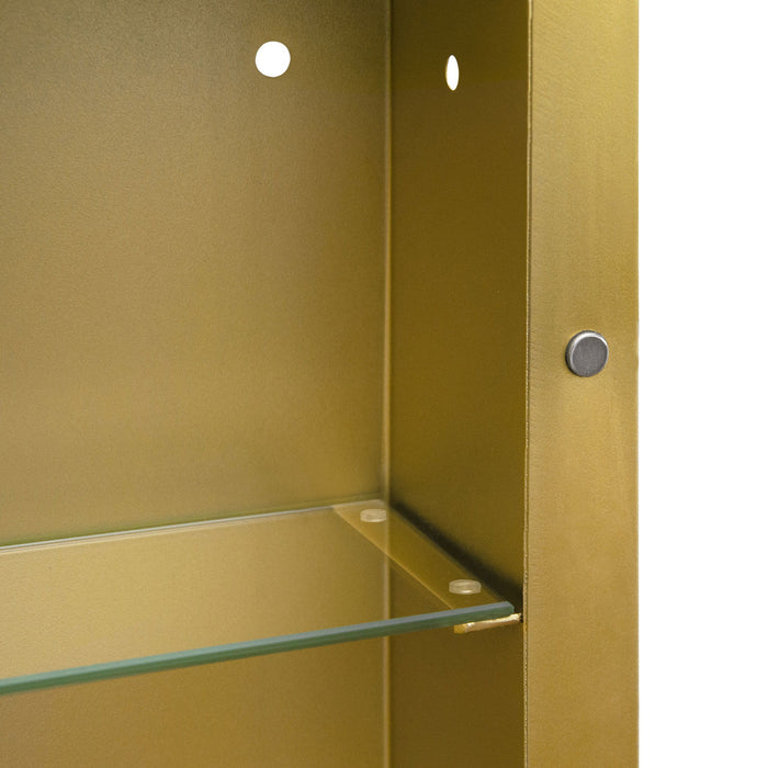 Rectangle Medicine Cabinet Mirror Bathroom Mirror With Storage Wall Mounted Medicine Mirror Cabinet With LED - Gold