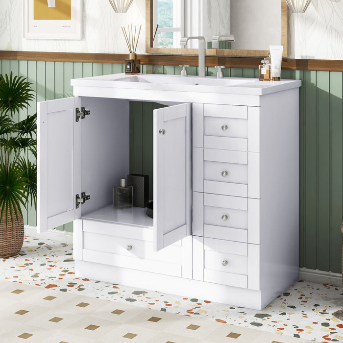 Shaker Free Standing Bathroom Vanity Cabinet With Sink, Soft Close Drawers, Soft Close Doors