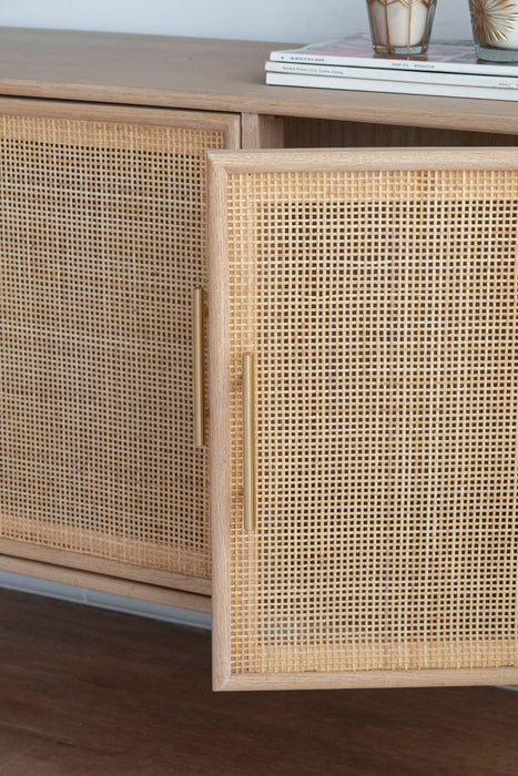 Wooden Accent TV Cabinet With 3 Doors - Brown