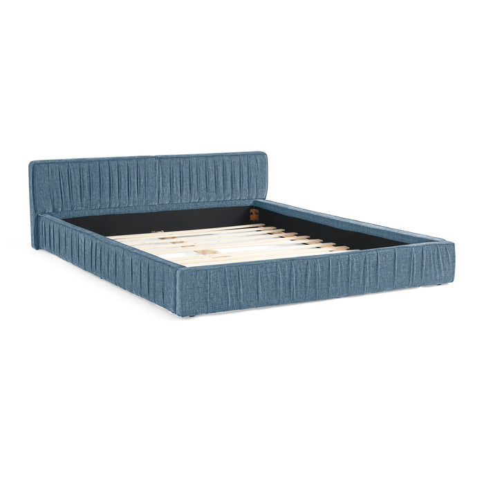 Modern Upholstered Platform Bed Frame With Pleated Design
