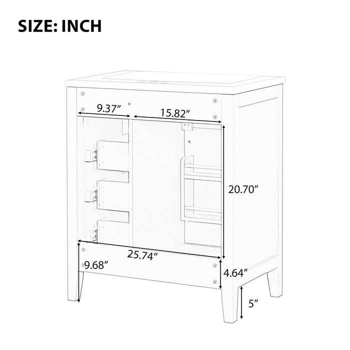 30" Bathroom Vanity Without Sink, Cabinet Base Only, Bathroom Cabinet With Drawers - Green