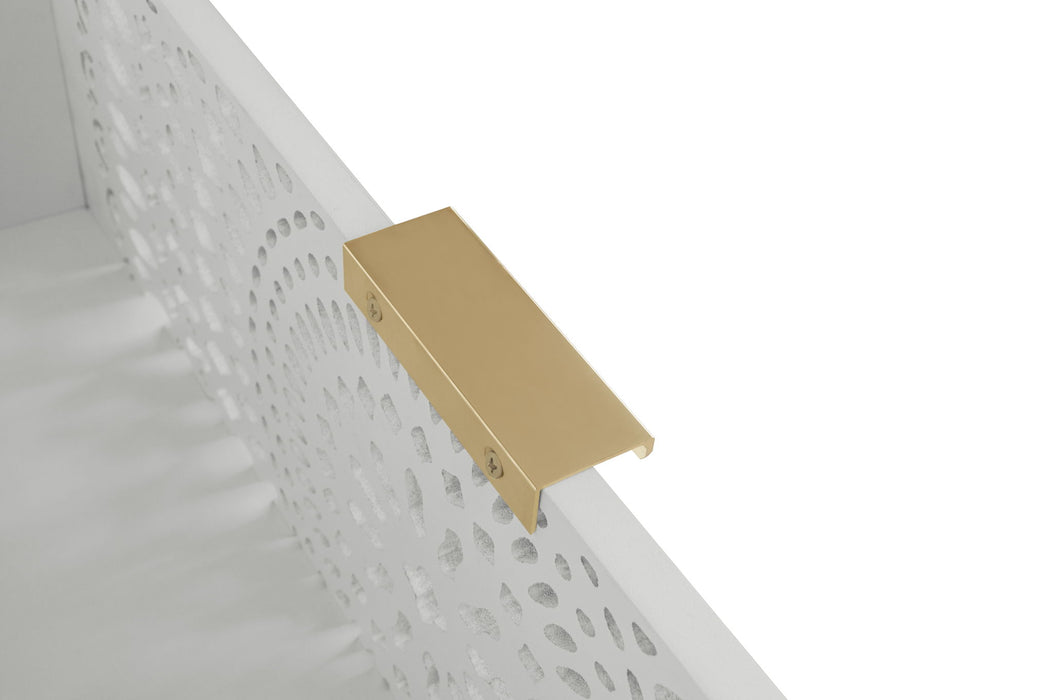 3 Drawer Cabinet With Hollow Carved 3 Drawer Dresser Storage Chest With Metal Handles For Entryway Living Room Bedroom - Beige