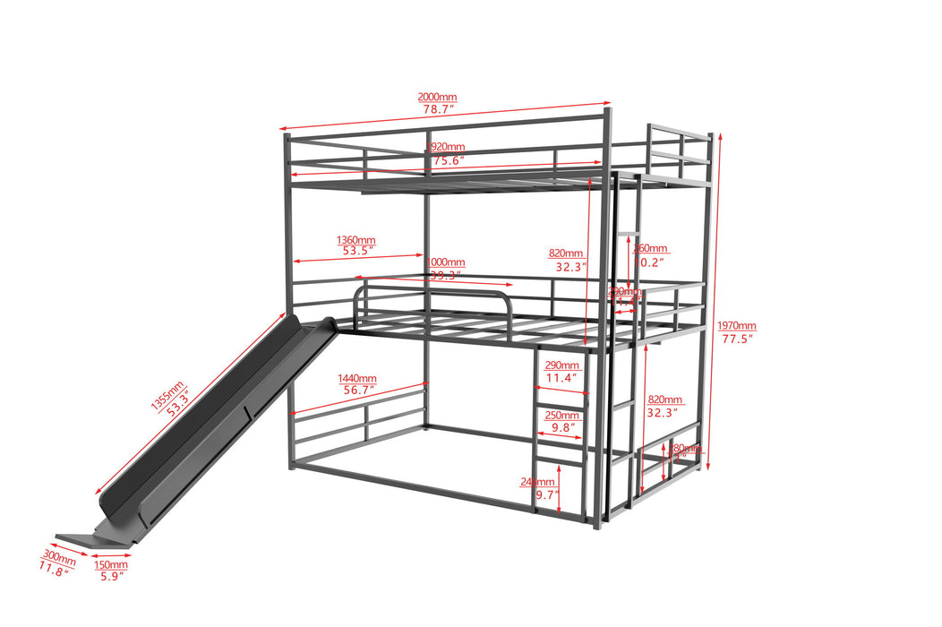 Twin Size House Loft Bed With Slide And Ladder - Black