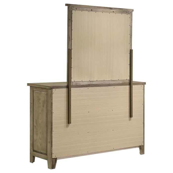 Hazlewood 6-drawer Bedroom Dresser with Mirror Vineyard Oak