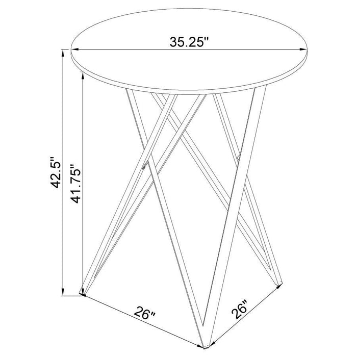 Bexter - Round Faux Marble Bistro Bar Table - Chrome