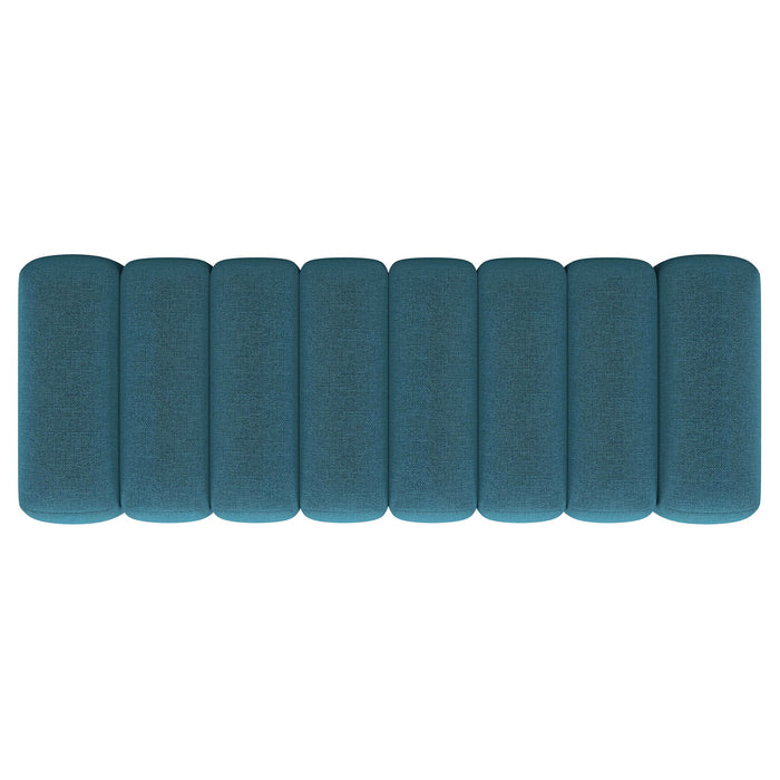 Summer Fabric Upholstered Tufted Accent Bench Peacock Blue