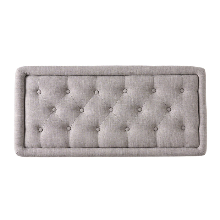 Dean - Fabric Storage Wide Tufted Rectangle Ottoman - Gray
