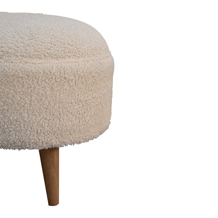 Boucle Rounded Footstool - Oak