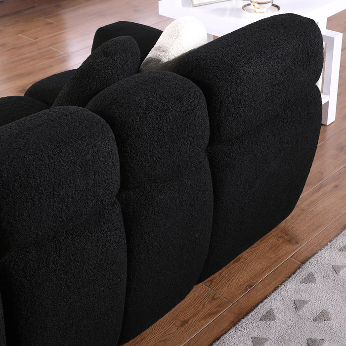 87.4 Length, 35.83" Deepth, Human Body Structure For Usa People, Marshmallow Sofa, Boucle Sofa, 3 Seater, Black Boucle