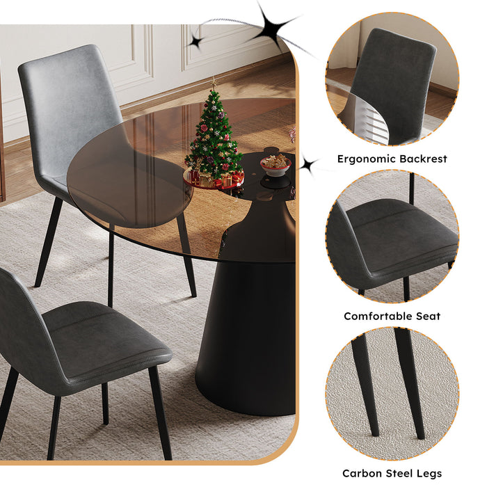 Round Dining Table And 4 Chair Set With Ergonomic Chairs - Black