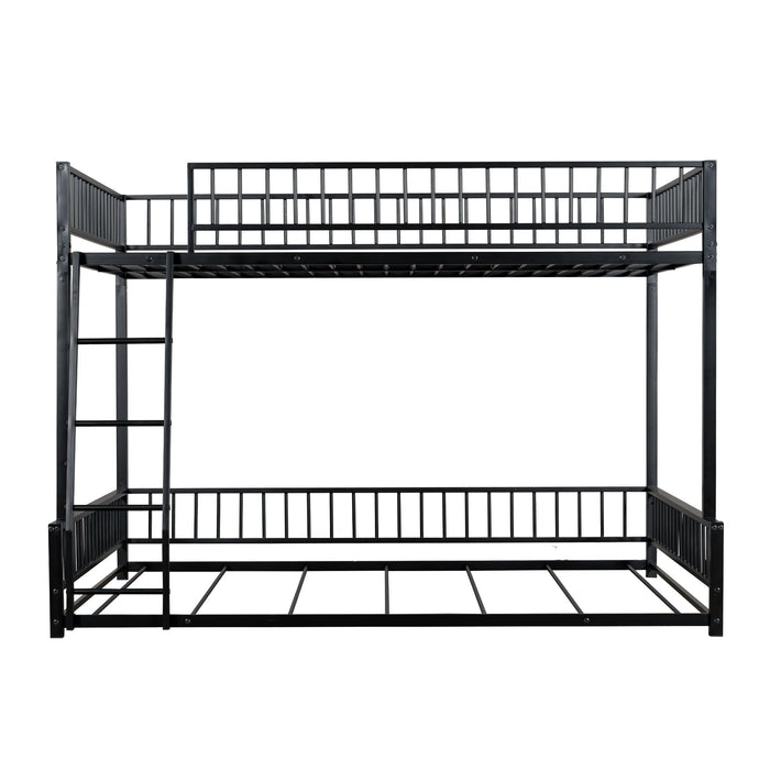 Bunk Bed Frame With Ladder And Safety Guardrails