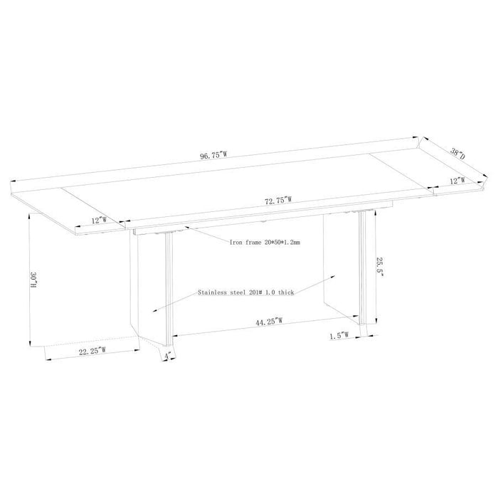 Vesa - Glass Top Extension Dining Table - Beige
