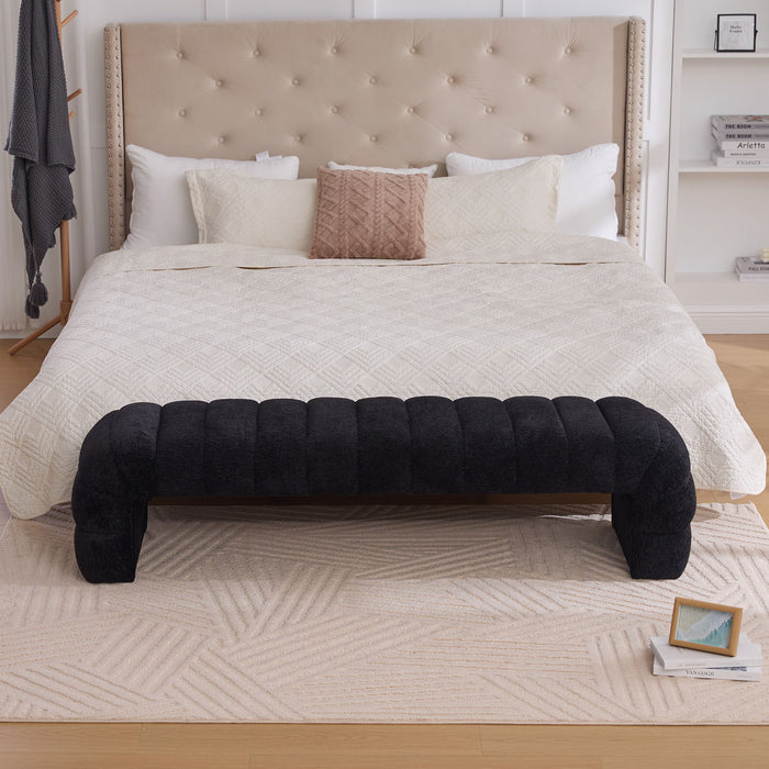 Modern Upholstered Armless Bed Bench With Channel Tufted Design