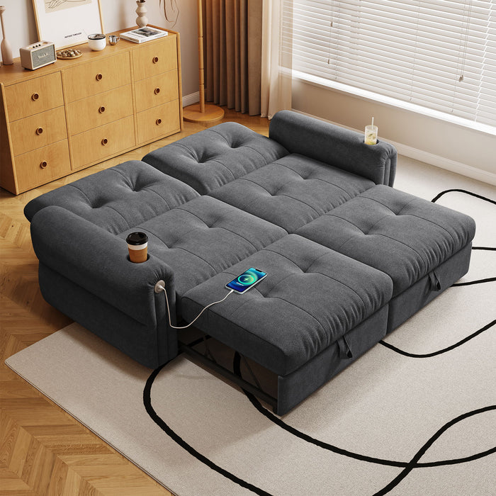 2 In 1 Convertible Sofa Bed For Living Room - Dark Gray - Fabric