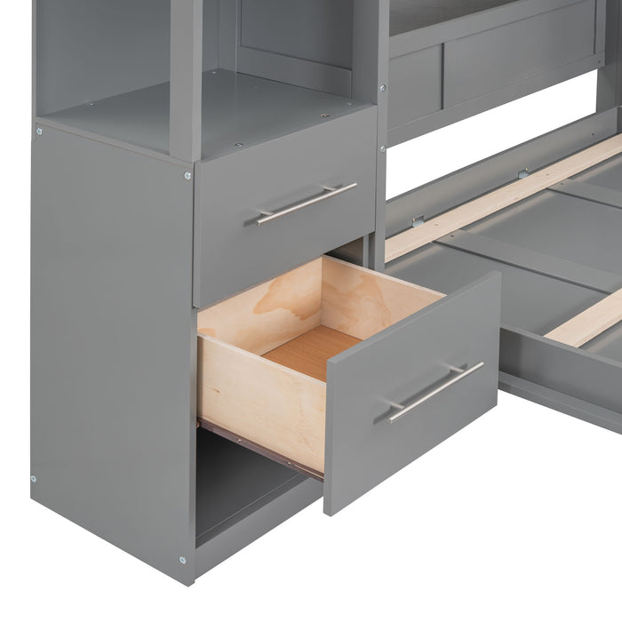 Murphy Wall Bed With LED Lights, Shelves And Drawers