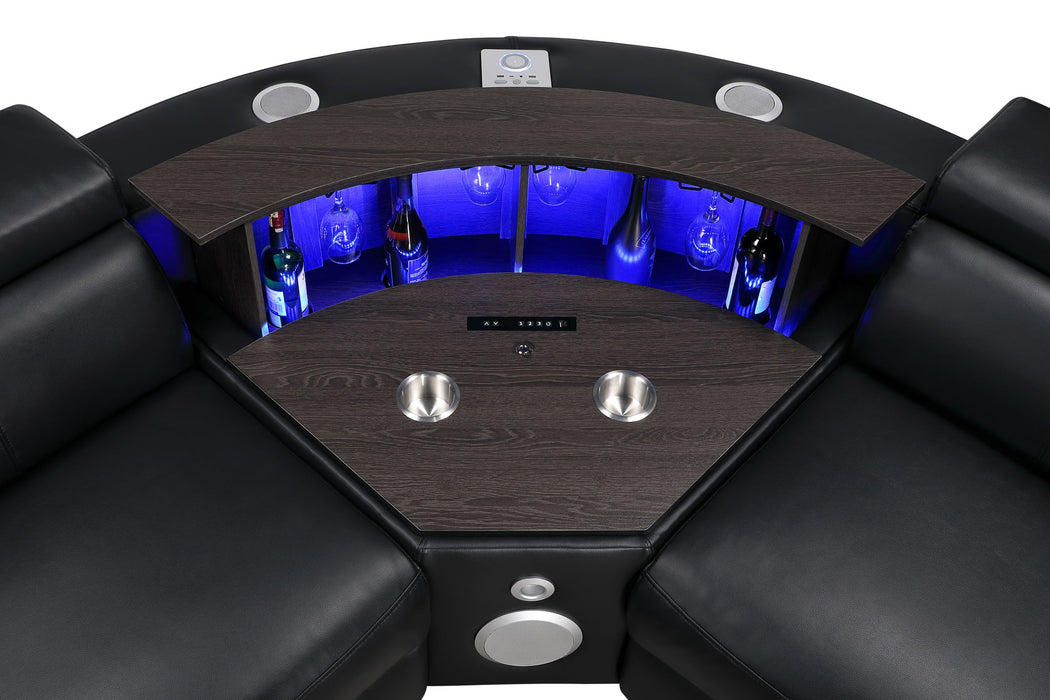Nova - Sectional With Bluetooth Speaker, LED And Lifting Wine Cabinet