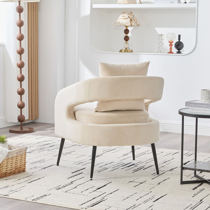 Open Back Accent Chair, Round Sofa Lounge Armchair