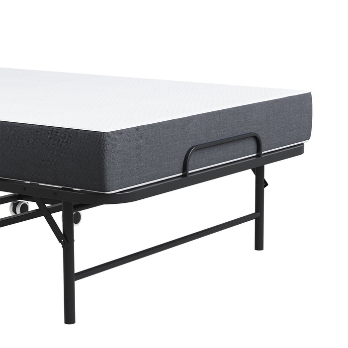 Twin Folding Bed With Memory Foam Mattress Portable Rollaway Bed Sturdy Metal Frame - Brushed Nickel