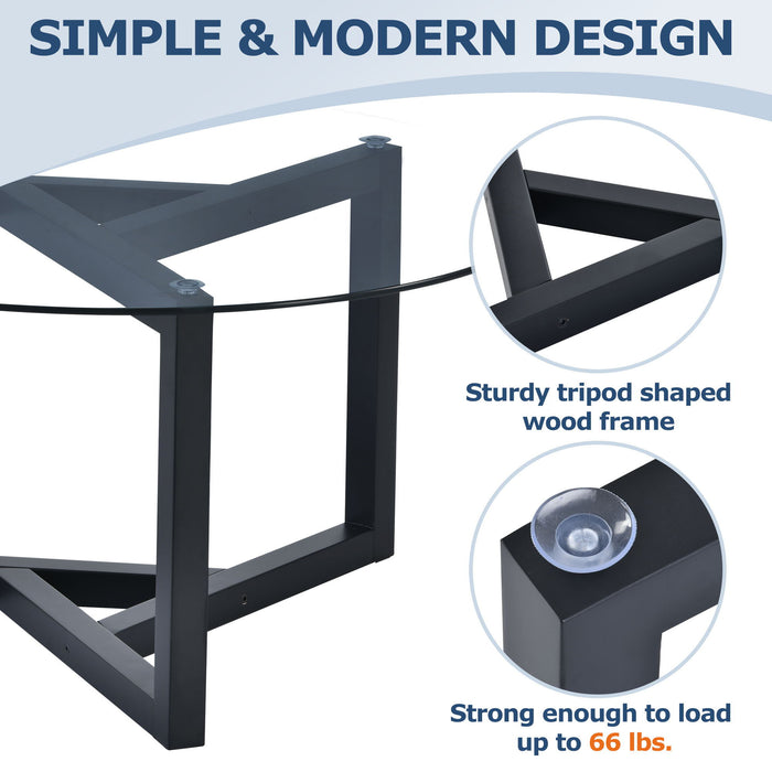 Round Glass Coffee Table Modern Cocktail Table