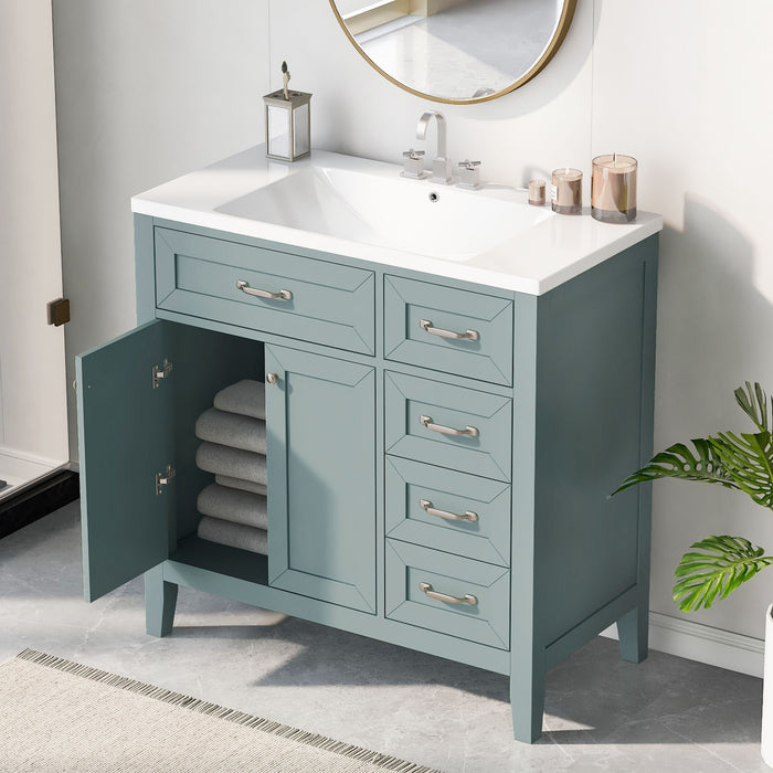 Bathroom Vanity With Sink Combo, Green Bathroom Cabinet With Drawers, Solid Frame And MDF Board