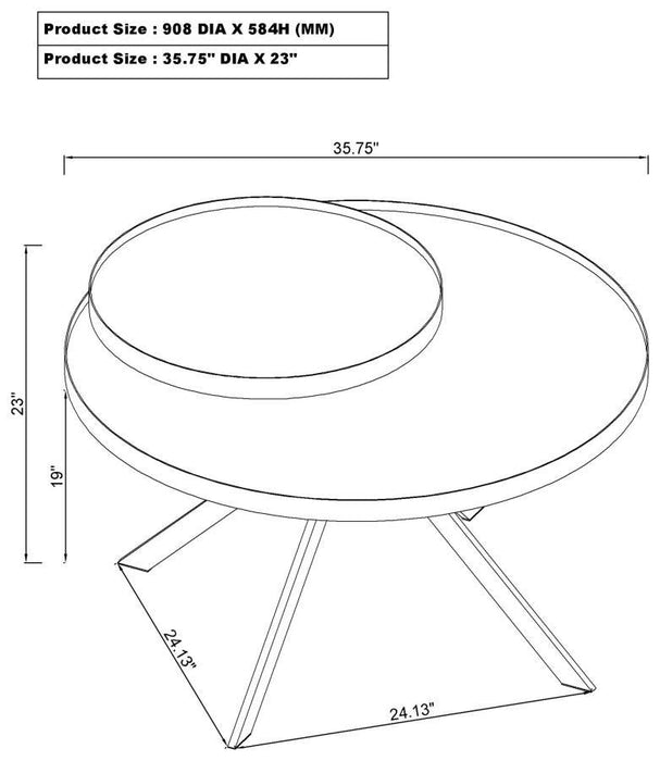 Briggs - Round Marble Printed Glass Top Coffee Table