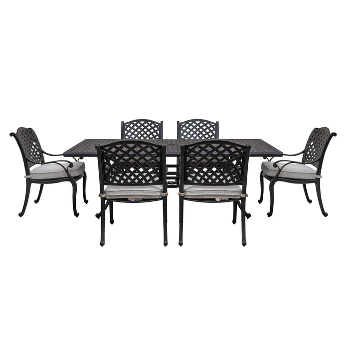 Stylish Outdoor 7 Piece Aluminum Dining Set With Cushion - Sandstorm