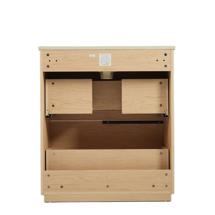 Fluted Bathroom Vanity With Ceramic Sink, Soft Close Slides