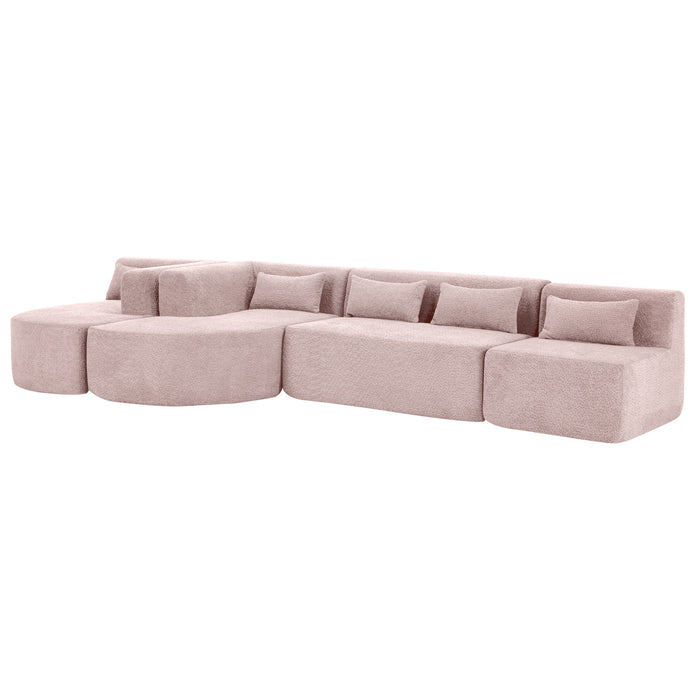 Upholstered Sofa Free Combined Sofa Couch With 2 Chaise Lounge And Five Back Pillows For Living Room